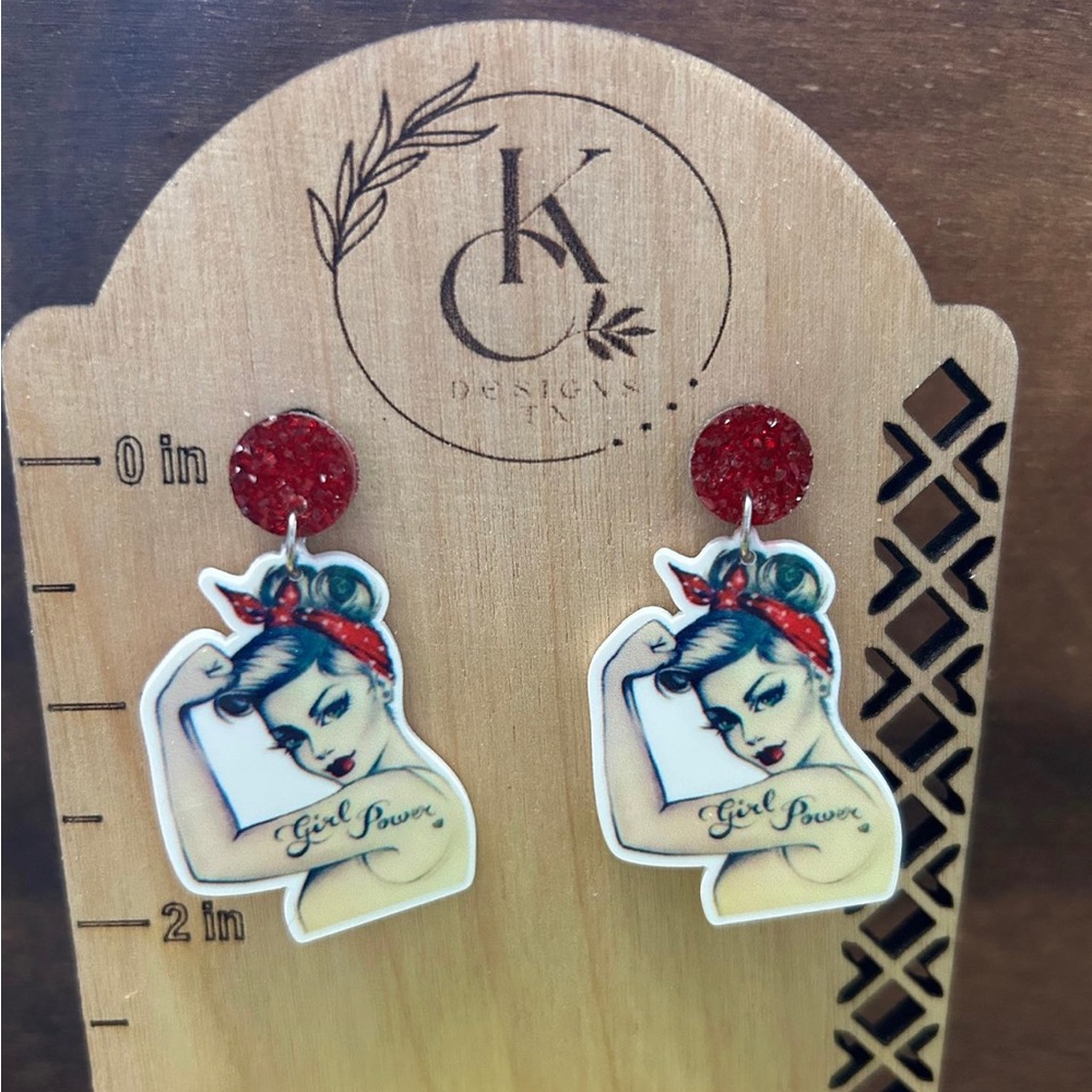 Girl power earrings.